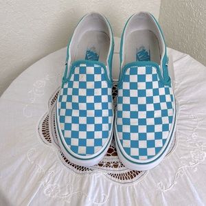 VANS CHECKERED CHECKERED BOARD BLUE/WHITE Slip ONS